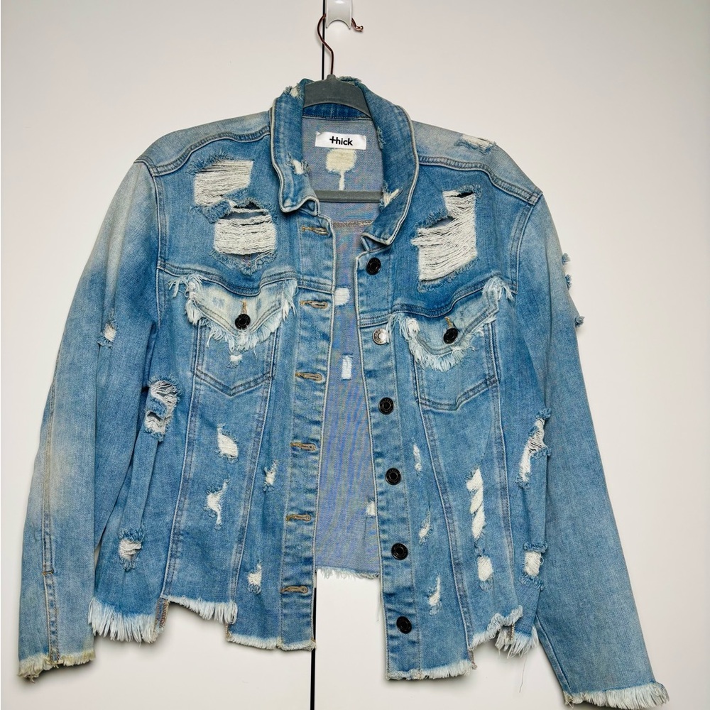 Women's Distressed Blue Denim Jacket